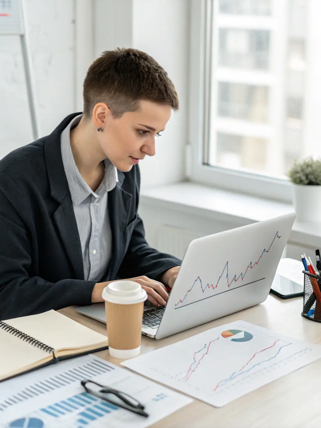 A person is organizing their desk with a calendar and financial documents, representing improved time management and financial planning.